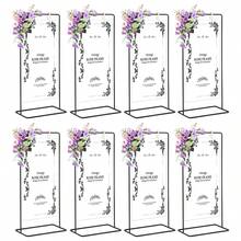 8Pcs Black Wedding Sign Holder,Adjustable Welcome To Our Wedding Sign Stand With With Design Bundle & Leather Sign Hanging Straps,Wedding Seating Chart Stand For Party,Bridal Shower,Graduation Ceremony(Posters Excluded) - Cổng vòm đen - Xem 1