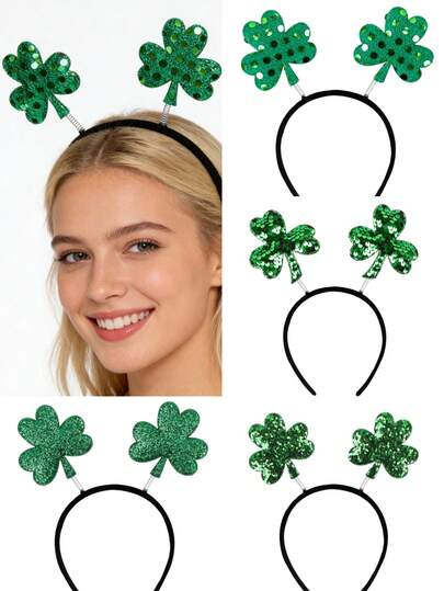 Women & Girls' St. Patrick's Day Glitter Shamrock Headband
