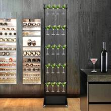 Champagne Holder Wine Glass Stemware Rack Champagne Flute Holder With Wheels - Black - View 2