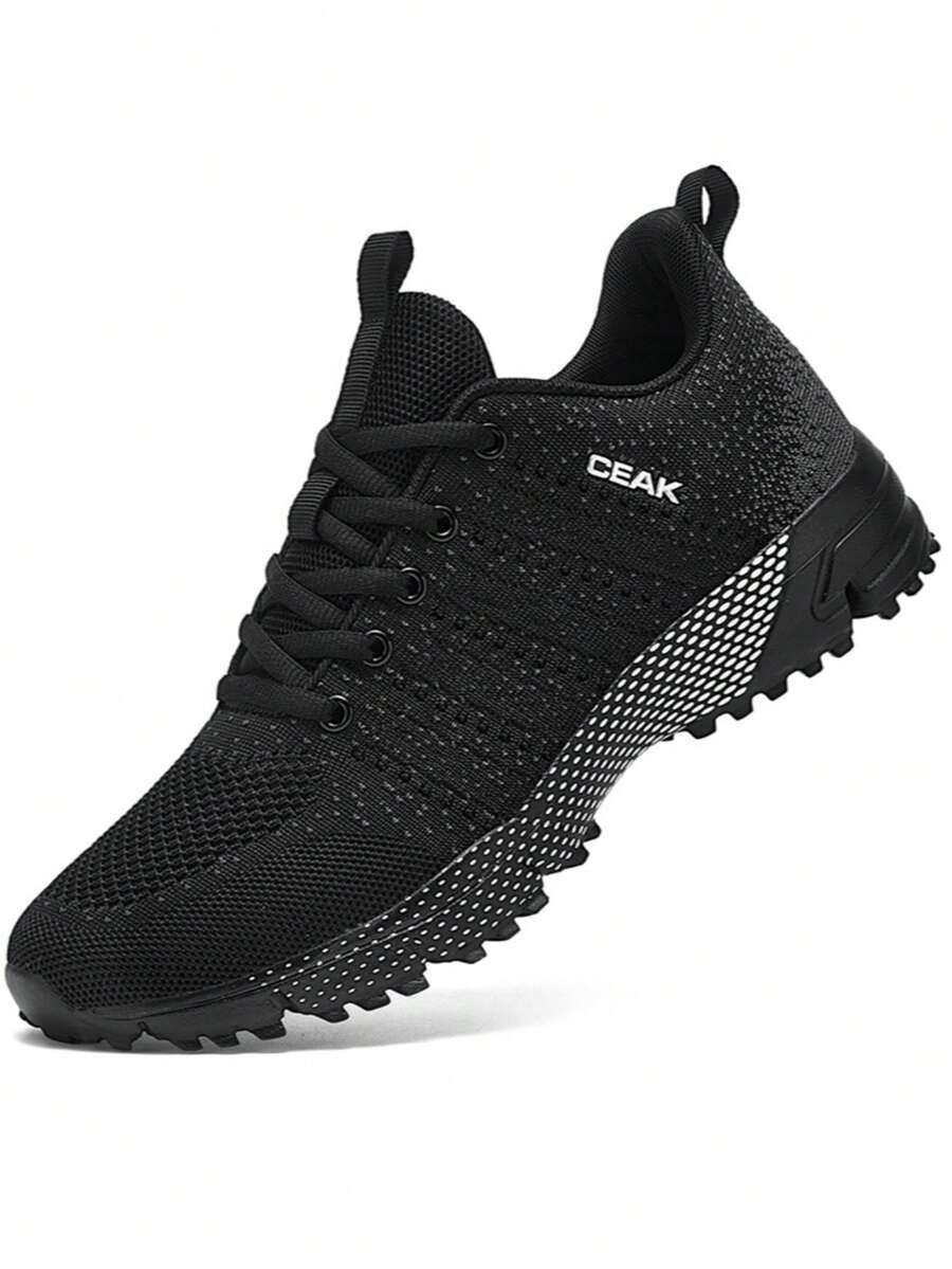 Plus Size Men's Casual Breathable Sports Running Shoes, Outdoor Fashion Solid Color Non-Slip Lightweight Training Sneakers