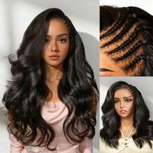 13x6 13x4 HD Transparent Lace Front Wig Human Blended Hair Body Wave 8-34 Inch - 200% Density Grade Pre-Plucked Glueless Frontal Wig With Baby Hair For Women, No Glue & Ready To Wear, Realistic & Natural Look Wig - Natural & Black - View 10