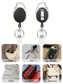 1pc/7pcs Multicolor Oval Retractable Key Chain ID Card Holder Keychain Accessories, Retractable Key Card Reel Strap Clip Belt Clip And Keyring For Car Key Chain Lanyard ID Card Holder Gifts For Mother, Father, Graduation, And Teacher - Multicolor - View 12