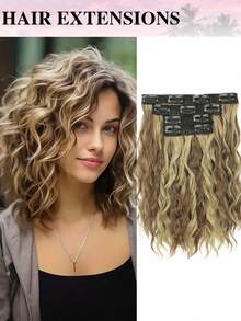 Clip-In Hair Extensions, 4pcs/Set 12-Inch Short Wavy Hair Pieces, Invisible Hair Fringe, Soft Synthetic Fiber Material, Suitable For Women's Daily Wear - Multicolor - View 18