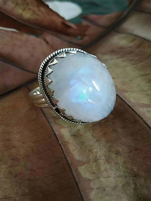 1 pieza Anillo de mujer elegante con piedra lunar, regalo de joyería para boda, compromiso, fiesta