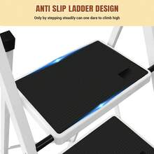 Royalswill Portable Folding Step Ladder, 2/3/4-Tier Ladder, Rubber Non-Slip Platform, Anti-Slip Household Folding Ladder, Multi-Purpose Load Capacity 330 Lbs, Foldable Step Ladder, Suitable For Kitchen, Office, Bathroom And Garage Use - 4級 - 查看 4