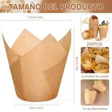 Taza de papel para hornear tulipán 200 unidades moldes para cupcakes de tulipán estándar envoltorios para cupcakes a prueba de grasa para fiestas Navidad - Dorado - Ver 3