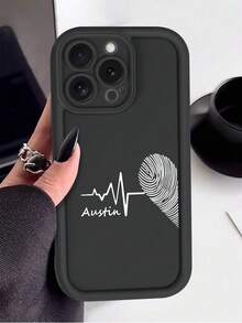 1pc Customized Phone Case,Diamond Phone Case Black And White PC Couple Style Compatible With Iphone 17pro Max/16pro Max/Air/15/14 Plus/13 Pro/12 Pro Max/11, Can Be Customized With Letters, Names, Slogans Etc., Transparent Anti-Fall, Wear-Resistant, Anti-Fingerprint TPU Soft Full-Edge Case, Ideal Choice For Personal, Partner, Family, Friend, Bestie, Birthday, Anniversary Gift - Black - View 7