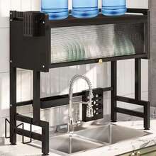 Kitchen Over The Sink Dish Rack: Covered Dish Drying Rack For Dishes And Bowls - Black - View 5