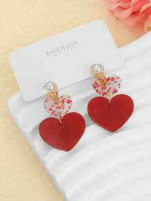 1 Pair Faux Pearl Heart Clip-On Earrings (Card Not Included) For Women - Multicolor - View 2