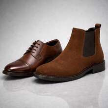 Combo Chelsea Boot, Men's Suede Ankle Boot, 100% Comfortable For Everyday Work. - 靴子=棕色鞋 - 查看 1
