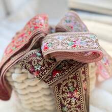 Dây viền ren hoa và đính kim sa nhiều màu, rộng 5cm, thích hợp cho quần áo, Hanfu, tay áo/cổ áo/viền trang trí - Đồ thủ công DIY, bao bì quà tặng, trang trí rèm cửa - Chỉ thêu, kim sa trang trí nhà cửa, quà tặng và may vá cho người mới bắt đầu - nhiều màu - Xem 2