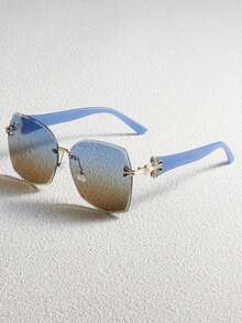 Gafas de mujer con marco metálico sin montura y diseño geométrico, elegantes y de moda casual, adecuadas para el uso diario, combinar con atuendos, fotografía, vacaciones al aire otras ocasiones - Multicolor - Ver 2