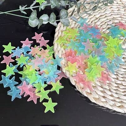 夜光星星贴纸，多功能贴纸，适用于黑暗环境的发光贴纸艺术，可重复使用