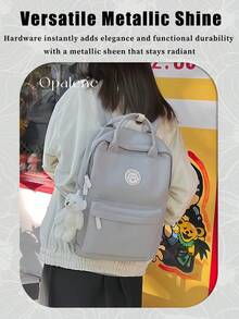 Fashion Solid Backpack For Women, Multi Pocket College Campus School Bag,  Waterproof Bookbag For Middle School High School Students, Lightweight Larger Capacity Business Functional Laptop Bag, Casual Daypack, Travel Knapsack, Travel Essentials, School Supplies, Travel Accessories - 彩色 - 查看 4
