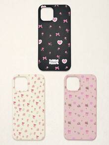 Bow-Knot 3pcs Floral & Bow Print Phone Cases, Sweet Romantic Cute Style, Compatible With IPhone 11, 17 Pro Max, 17 Pro, 15, 13 Pro Max, Galaxy, S24 Ultra, S25 Ultra - Multicolor - View 21