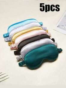 1pc/3pcs/5pcs/10pcs Black, Champagne, Gray, Pink, Green, Blue, Dark Green Breathable Double-Sided Silk-Like Sleep Eye Mask, Relieve Eye Fatigue, Suitable For Girls Nap, Blackout Eye Mask, Non-Binding - A - View 13