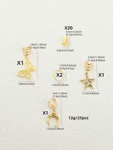 25pcs Bohemian Style Hollow Out Hair Accessories - Star, Moon, Butterfly Alloy Hair Rings - Gold - View 5