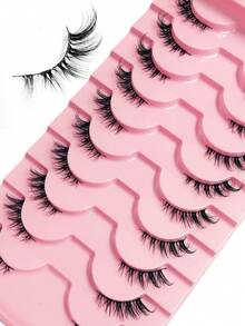 Asiteo 10 Pairs Half-Strip Black Soft Band Cat Eye False Eyelashes, Short Soft 3D Mink-Like False Eyelashes For Natural Makeup , Strip False Eyelashes,Eid,Gift,Beach,Seaside,Proposal Gifts,Bachelor Party, Gathering,Gorgeous - Half Eyelashes - View 7