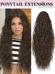 26英寸马尾假发，女士夹式马尾假发，合成长卷波浪夹式马尾假发，适合日常佩戴和派对场合 - 彩色 - 查看 12