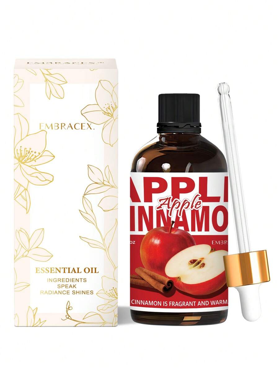 EMBRACEX. 100ml Apple Cinnamon Fragrance Oil With Dropper, Suitable For Candle Making And Aroma Diffuser, Perfect For Daily Use, Winter Warmth Essential, Thanksgiving Gift, Holiday Gift