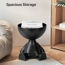 LOVEWE Modern Bear-Shaped Plastic Nightstand, Multifunctional, Easy Assembly, Sleek Design, Bedroom & Living Room Storage, Playful Bear Shape - 黑色 - 查看 5