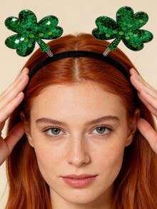 Women & Girls' St. Patrick's Day Glitter Shamrock Headband - Green - View 5