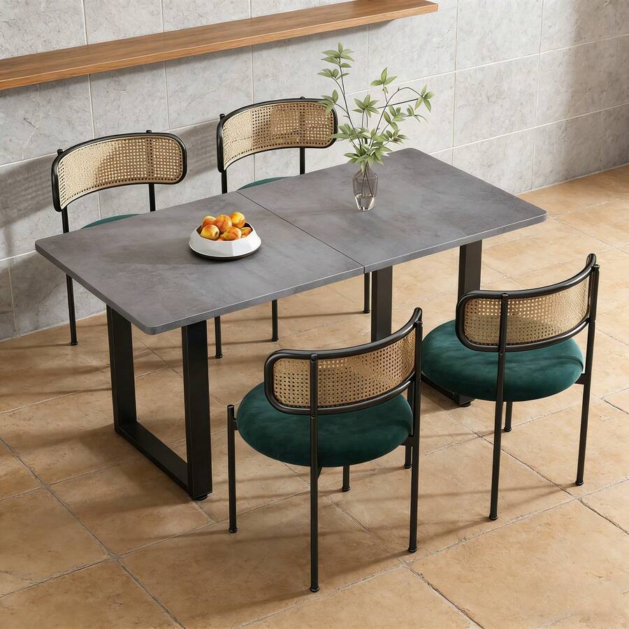 Dining Chairs - Green + Velvet-1 - View 1