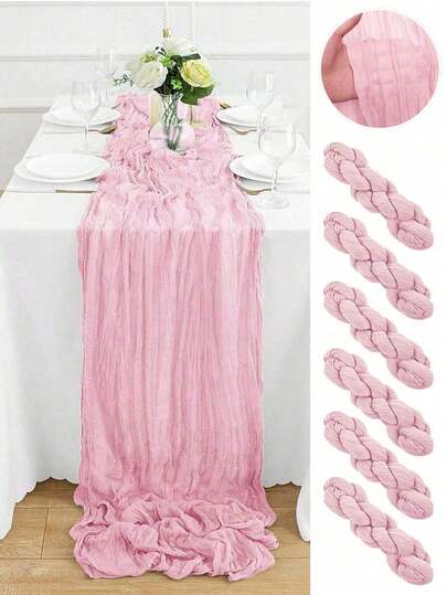 Pink Chiffon Transparent Table Runner, Chiffon Wedding Table Runner, Country Style Transparent Table Runner, Suitable For Wedding Arch Decoration, Garden Arch, Bridal Shower, Holidays, Birthday Party, Home Decor, Christmas Gift