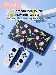 Ayotu 1 ốp bảo vệ TPU trong suốt siêu mỏng họa tiết hoa tulip hồng, phù hợp với Switch OLED/Switch/Switch Lite/New Switch 2 (2025) - Hỗ trợ thiết kế đế cắm, không cần tháo rời, chống rơi và chống bụi, nhiều màu sắc để lựa chọn. - Nhiều màu - Xem 14