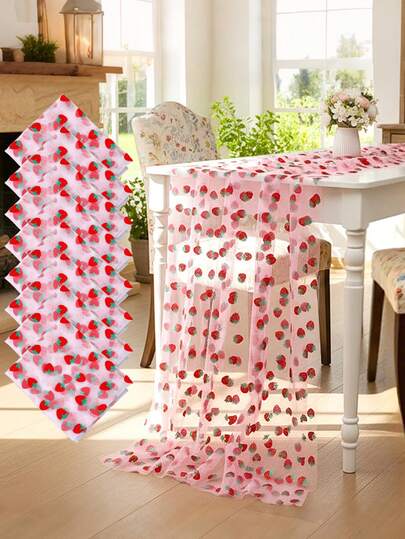 1 قطعة من شريط طاولة شبكي براق بتصميم الفراولة الرومانسي، مناسب لديكور حفلة عيد ميلاد الفراولة، سفرة شبكية دانتيل فاكهة صيفية، مناسب للمطعم والمطبخ والأعياد والزفاف وحفلات الزفاف وديكور الخلفية الحفلات والأقمشة الزخرفية وأعياد الميلاد وحفلات الاستحمام للعروس وعيد الأم والخطوبة وديكور المنزل وخلفية حفلات العطلات وديكور خلفية الصور