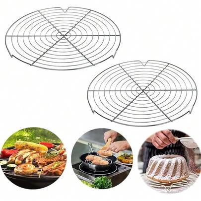 STOUCLA Rund Abkühlgitter, Abkühlgitte,Kuchengitter Abkühlgitterr,Kuchengitter,Tortenkühler, für Braten Backen Grillen,Rund Kuchen Kuchenrost,2 Stück,32cm-1344