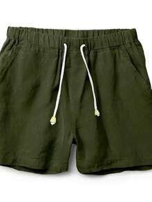 Mauricinho Summer Shorts, Regular Fit, Drawstring, Pocket, Linen - Dark Green - View 5