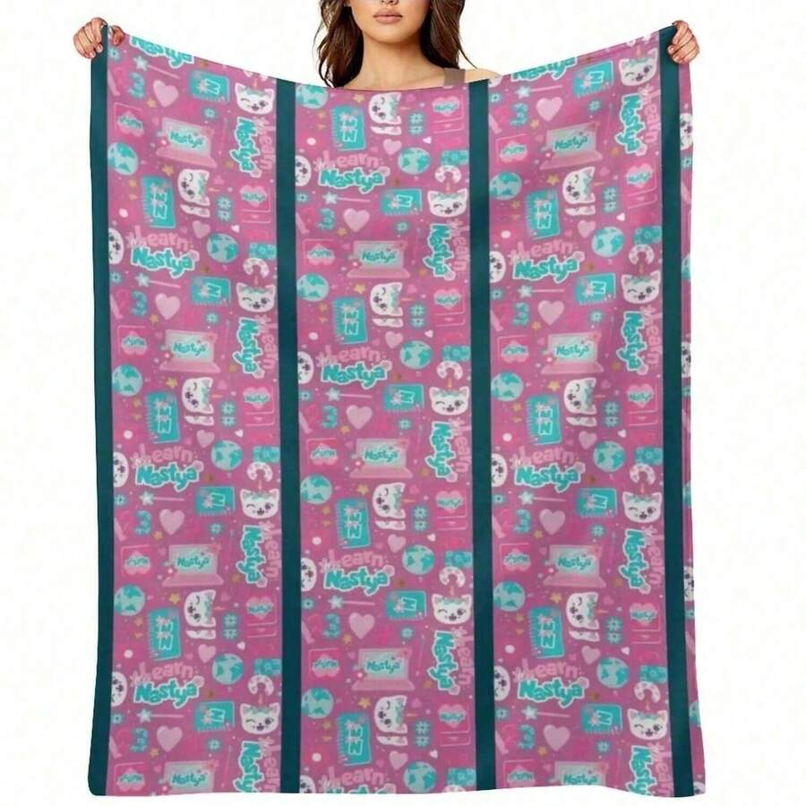 Like Nastya Pattern Throw Blanket Luury St Bed Plaid Sleeping Bag Valentine Gift Ideas Blankets - màu đen - Xem 1