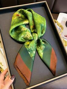 1pc Elegant Botanical Print Women's Professional Neckerchief, Scarf, Headscarf 70cm - Multicolor - View 4