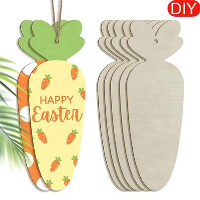 5pcs DIY Painting Easter Carrot Wooden Sign Easter Wall Art Decoration Plaque Holiday Hanging Decoration For Living Room Bedroom Garden Hallway And Office Decoration DIY Gift For Best Friends