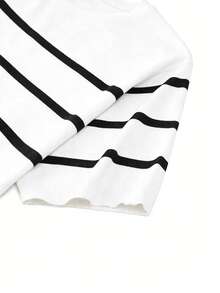 GRDR 男士夏季针织条纹短袖衬衫，适合夏季度假和休闲穿着 - 白色 - 查看 6