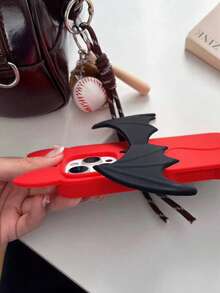 1个红色3D蝙蝠翅膀手机壳 - 蝙蝠翅膀设计，兼容 17 Pro Max/16/15/14/13，防震 - 紅色 - 查看 8