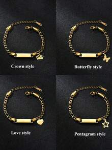 1pc Personalize Girls And Boys Name Bracelet, Customized 18k Gold Plated Stainless Steel Bar ID Bracelet Customized Baby Gifts For Delicate Gift For Kids Girls And Boys, Baby Shower, Parent-Child Activities, Family Love Toddler Fashion Multi-Functional, Ornamental, Letter, Stylish, Modern, Colorful, Cute, Adorable, Casual, Custom, Personalised, Unique, Customized, Ideal Gifts For Her - Nhiều màu - Xem 2