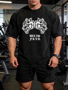 Wolf Pack Fury Vintage Tee 100% Cotton | Distressed Graphic T-Shirt, Vintage Washed Soft - Streetwear Essential & Gym Motivation Gift For Men | Unisex - Black - View 1