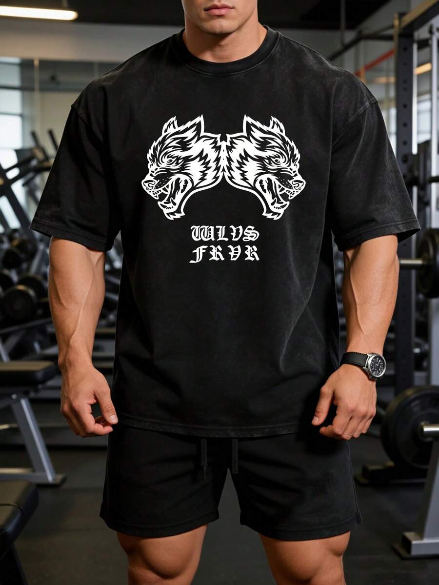 Wolf Pack Fury Vintage Tee 100% Cotton | Distressed Graphic T-Shirt, Vintage Washed Soft - Streetwear Essential & Gym Motivation Gift For Men | Unisex - Black - View 1