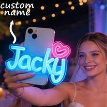 Personalized Valentine's Day Gift, Handmade Valentine's Day Gift, Customized Name Valentine's Night Light, Phone Case Accessories With Light, Single Party Fan Stand Neon Light, Personalized Birthday Gift, Party Light, Phone Backlight Clip, Fan Stand Light (Batteries Not Included) - Patterned - View 2