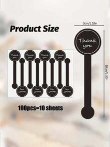 500pcs Handmade Lollipop Baking Stickers, Thank You Labels Sealing Stickers Suitable For Cake Boxes/Jars/Coffee Cups/Bottles, Self-Adhesive Bread Stickers, Gift Packaging Tamper-Evident Sealing Labels - Black and White - View 3