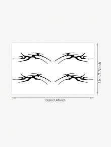 1张深色线条草本腹肌纹身贴纸，防水男士腰部装饰贴纸，可维持1-2周 - 黑色 - 查看 4