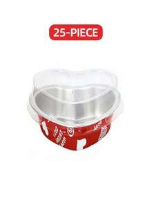 10pcs/25pcs/60pcs Heart Shaped Aluminum Foil Mini Cupcake Liners - 3.4oz/100ml Disposable Heat-Resistant Baking Cups With Lids - Suitable For Wedding, Valentine's Day, Birthday Party Supplies - Multicolor - View 18