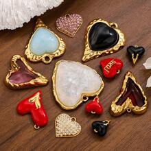 1 Stück modischer Edelstahl Anhänger in Herzform, rot & pink, Taschenanhänger, Halskette & Ohrring Schmuckherstellung, geeignet für Frauen, Valentinstag Geschenk - Herzanhänger - Übersicht 5