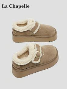 1双 La Chapelle 女士休闲软底平底鞋，圆头低跟户外通勤鞋，优雅软底徒步鞋，适合学生毕业照穿着，低帮保暖皮鞋 - 摩卡棕 - 查看 4