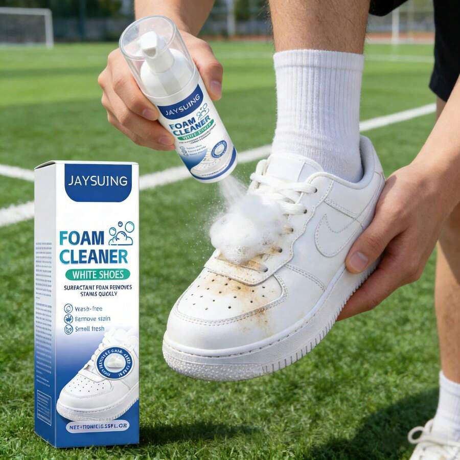 100ml White Sneaker Foam Cleaner - Waterless Stain Remover & Brightening Formula With Glycerin And Coconut, For Athletic Casual Shoes, Quick Clean, Fresh Scent,Gifts For Men And Women Suitable For Valentine's Day, New Year's Day, Birthdays, Weddings And Parties,Quick Ship Items,Free Shipping - 液體 - 查看 1
