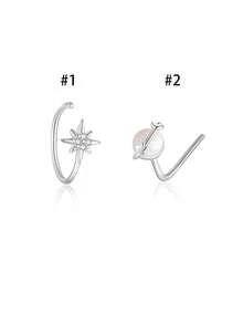 1件925纯银彩虹小行星耳钉，优雅时尚，适合各种场合 - 單隻耳環 - 查看 7