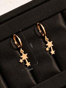 1 Pair Fashionable Minimalist Chic 3-Star Earrings - Gold - View 4