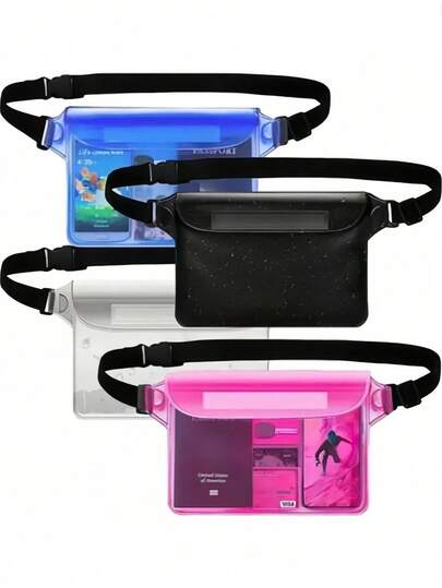 1pc/Set Waterproof Phone Pouch Waist Bag, Large Capacity For Beach, Swimming, Rafting, Triple Sealed